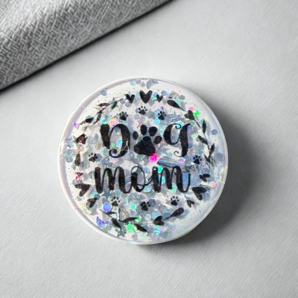 Glittery Dog Mom Phone Grip